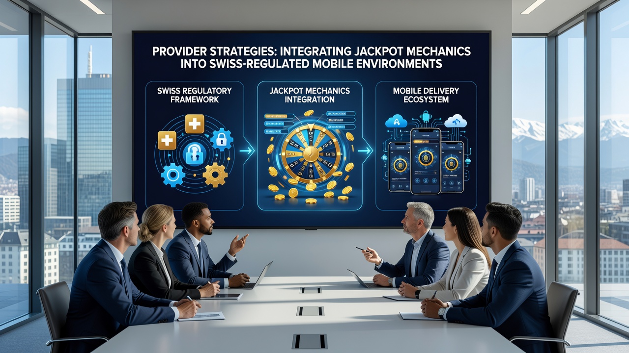 Technical dashboard displaying real-time jackpot pool management and mobile compliance metrics for Swiss gaming environments